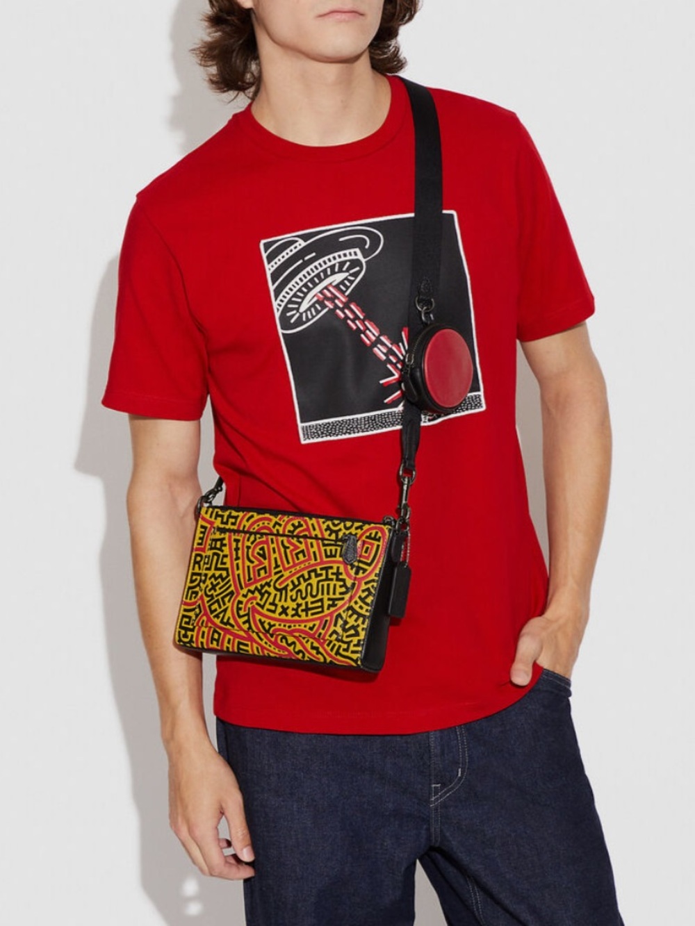 Coach x Disney Mickey Mouse x Keith Haring Holden Crossbody & Zipper Pouch C6911 - Picture 15 of 16